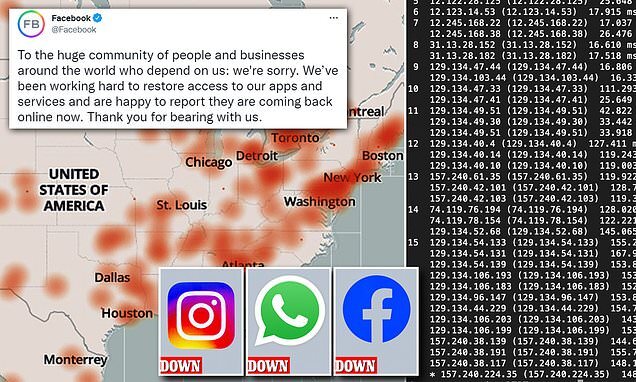 Facebook and Instagram begin to restore service after SEVEN HOUR global outage | Daily Mail Online